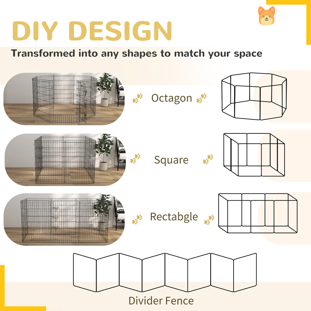 PawHut 8 Panel Dog Pen with Door Image 4