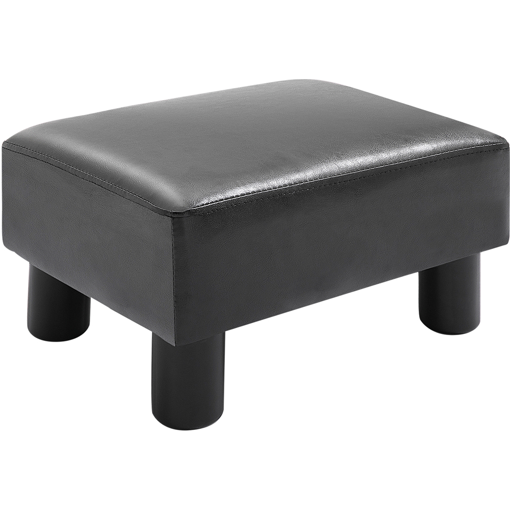 HOMCOM Small Black PU Leather Footstool Image 2