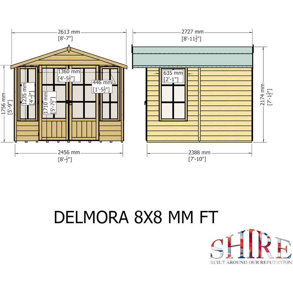 Shire Delmora 8 x 8ft Double Door Traditional Summerhouse Image 7