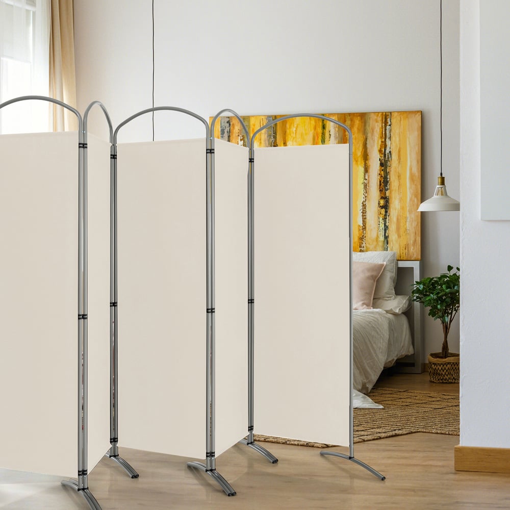 Costway 6 Panel Cream Freestanding Fabric Room Divider Image 3