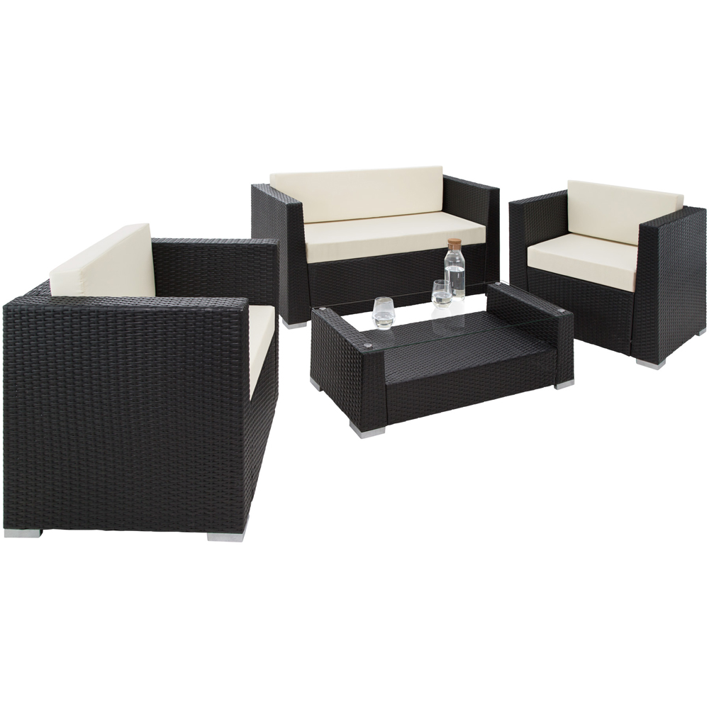 tectake Munich 4 Seater Black Garden Lounge Set with 2 Cushion Cover Set Image 4