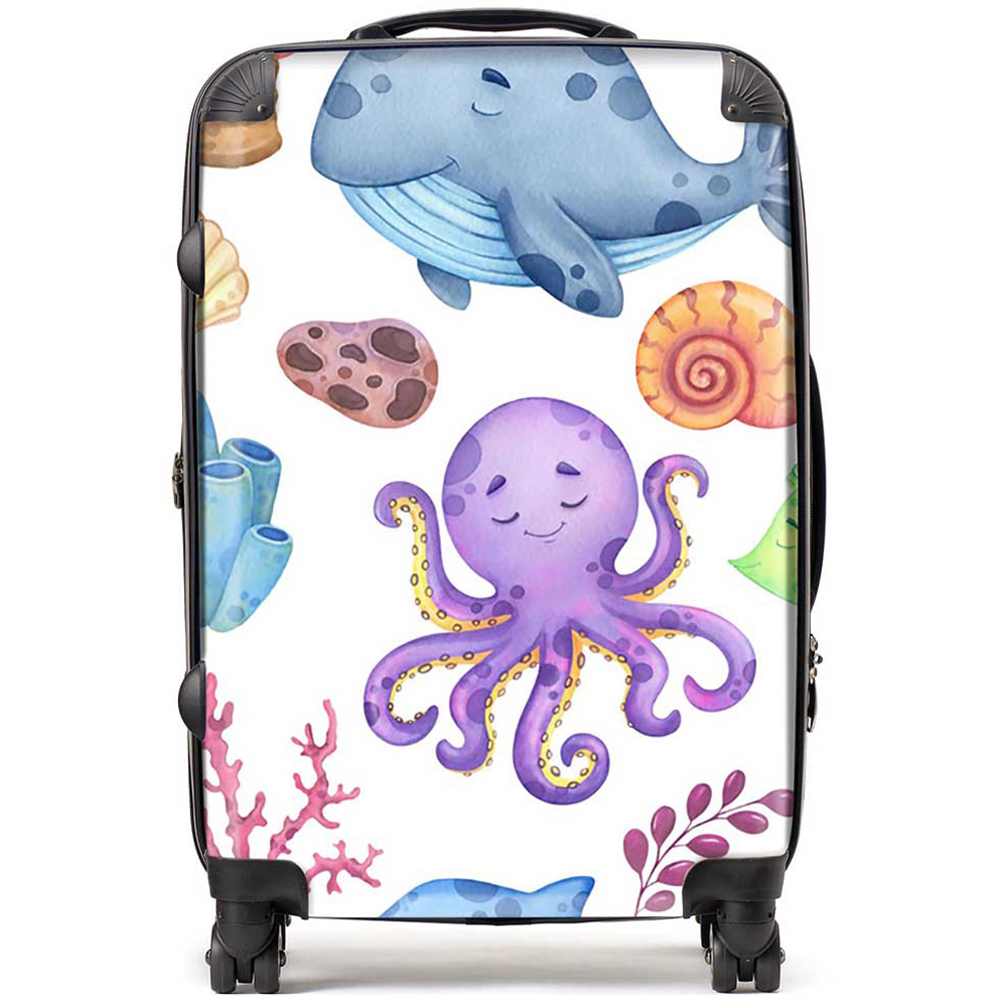 Warren Reed Designer Medium Children's Sea Life Suitcase Image 1