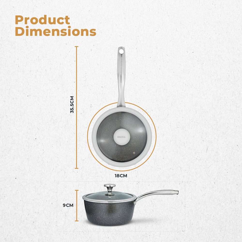 Tower 18cm Forged Aluminium Non-Stick Saucepan with Glass Lid Image 9
