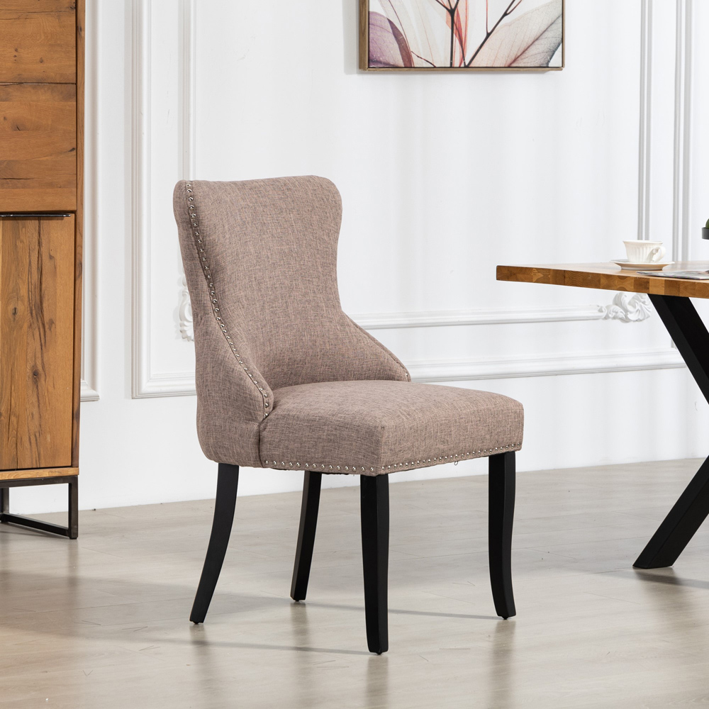 Artemis Home Rodello Set of 2 Dark Brown Fabric Dining Chair Image 6