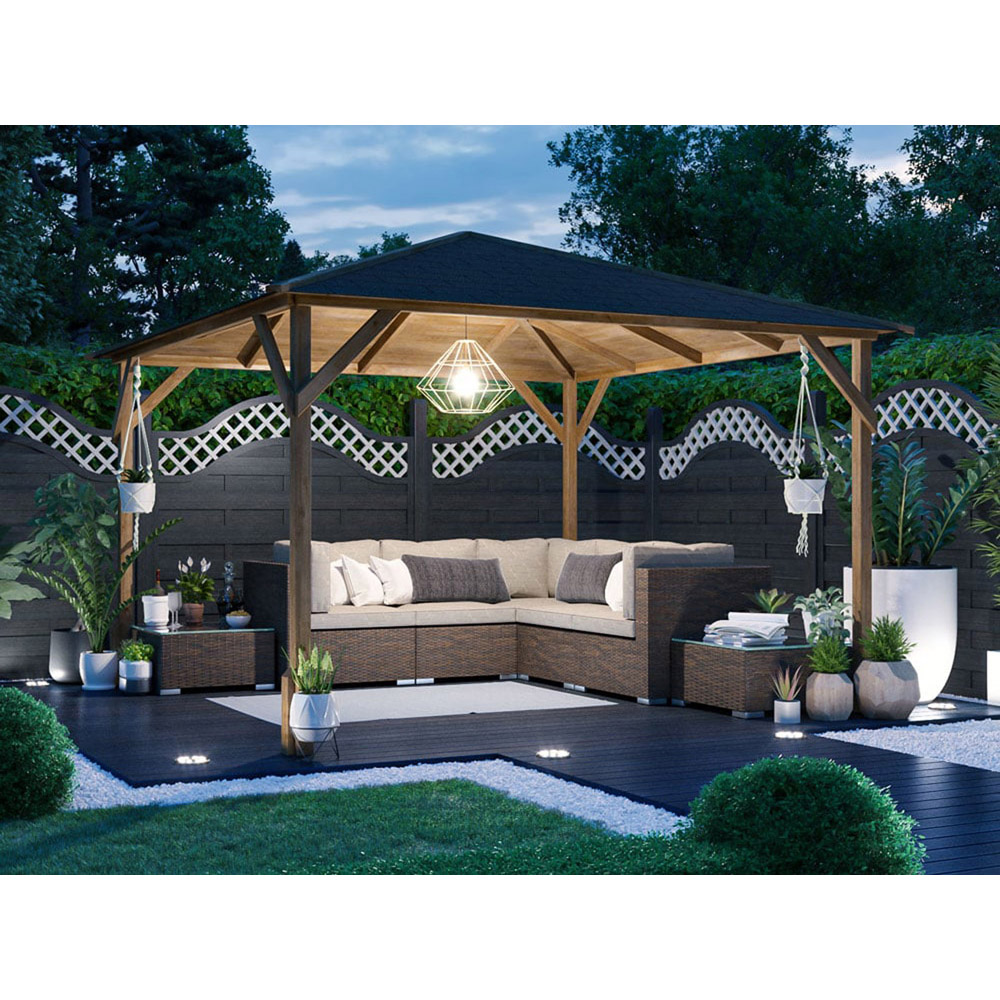Dunster House Utopia 300 3 x 3m Brown Wooden Gazebo with Roof Shingles Image 4
