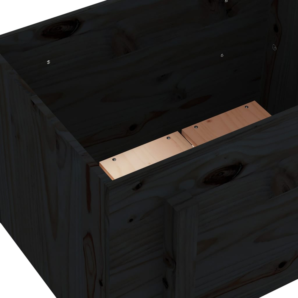 vidaXL Black Pine Wood Garden Planter 57 x 50 x 62cm Image 6