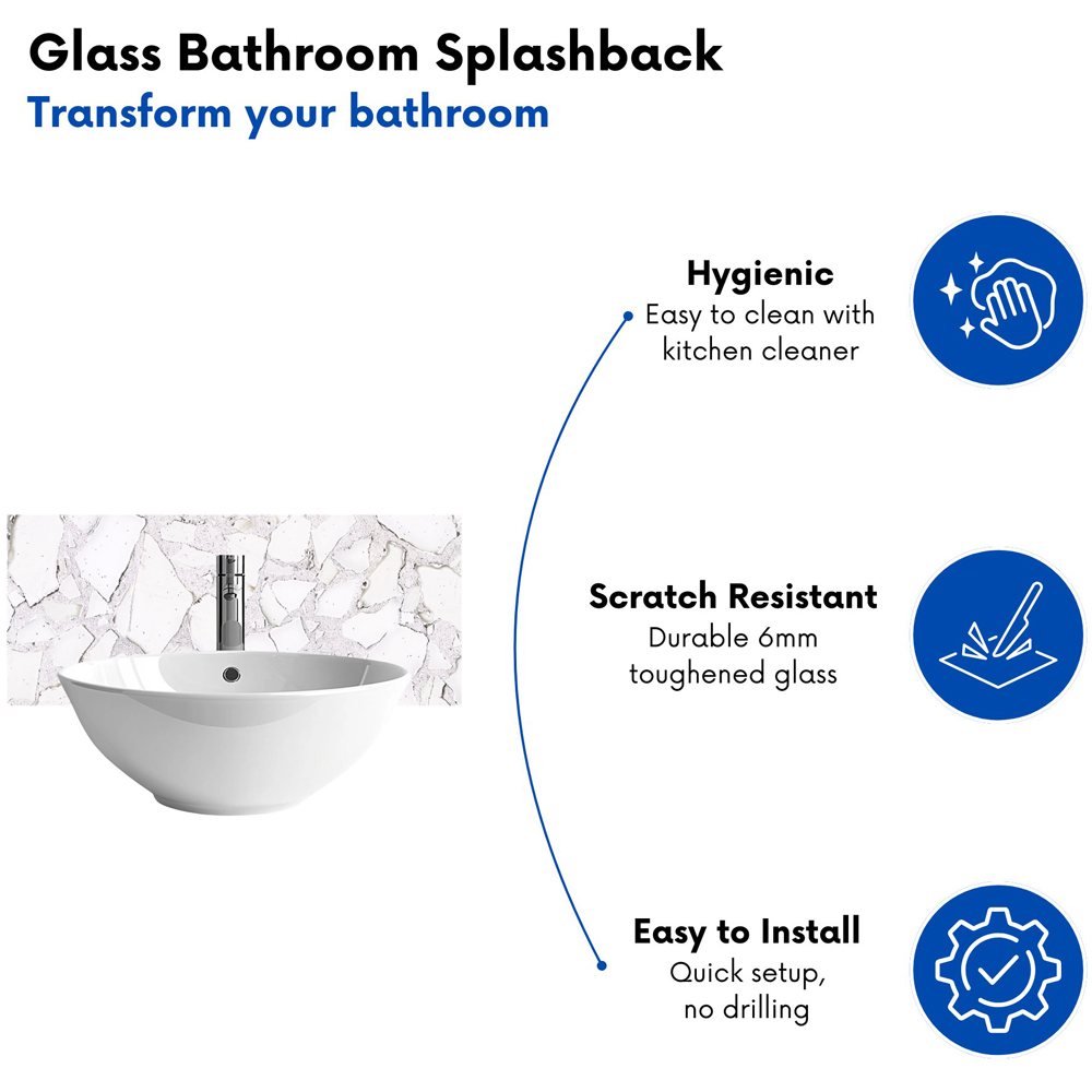 Warren Reed Designer Chunky White Quartz Effect Bathroom Splashback 25 x 60cm Image 4