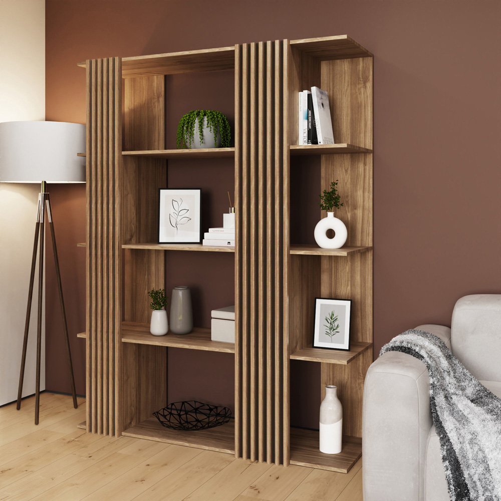 GFW Rowan 8 Shelf Oak Slatted Display Unit Image 8