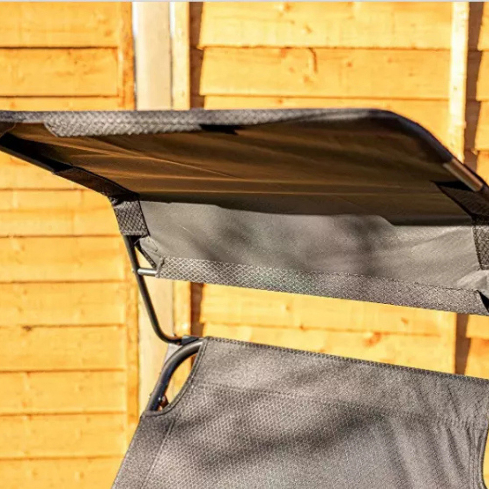 Garden Mile Black Foldable Recliner Sun Lounger with Sun Shade and Storage Bag Image 5