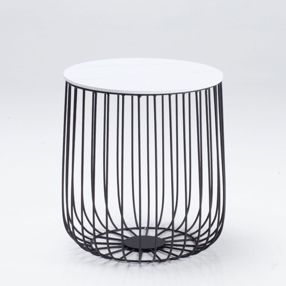 Enzo Marble Top Black Cage Frame Coffee Table Image 2