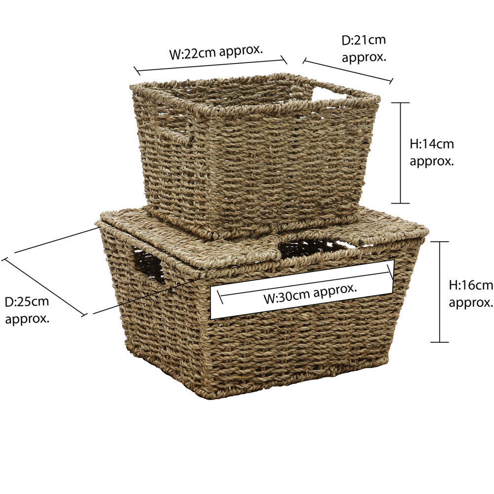 JVL Seagrass Rectangular Large Storage Basket 2 Pack Image 7