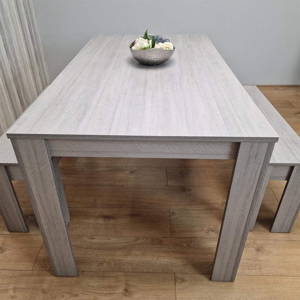 Portland 4 Seater Wooden Dining Bench Set Grey Image 3