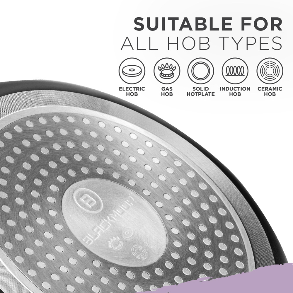 Blackmoor 20cm Black Ceramic Non-Stick Saucepan with Tempered Glass Lid Image 6