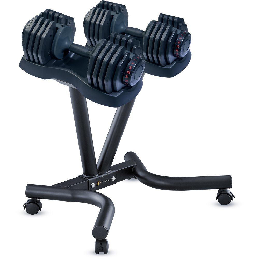 Strongology Adjustable Dumbbell Set with Universal Floor Stand 40kg 2 Pack Image 6