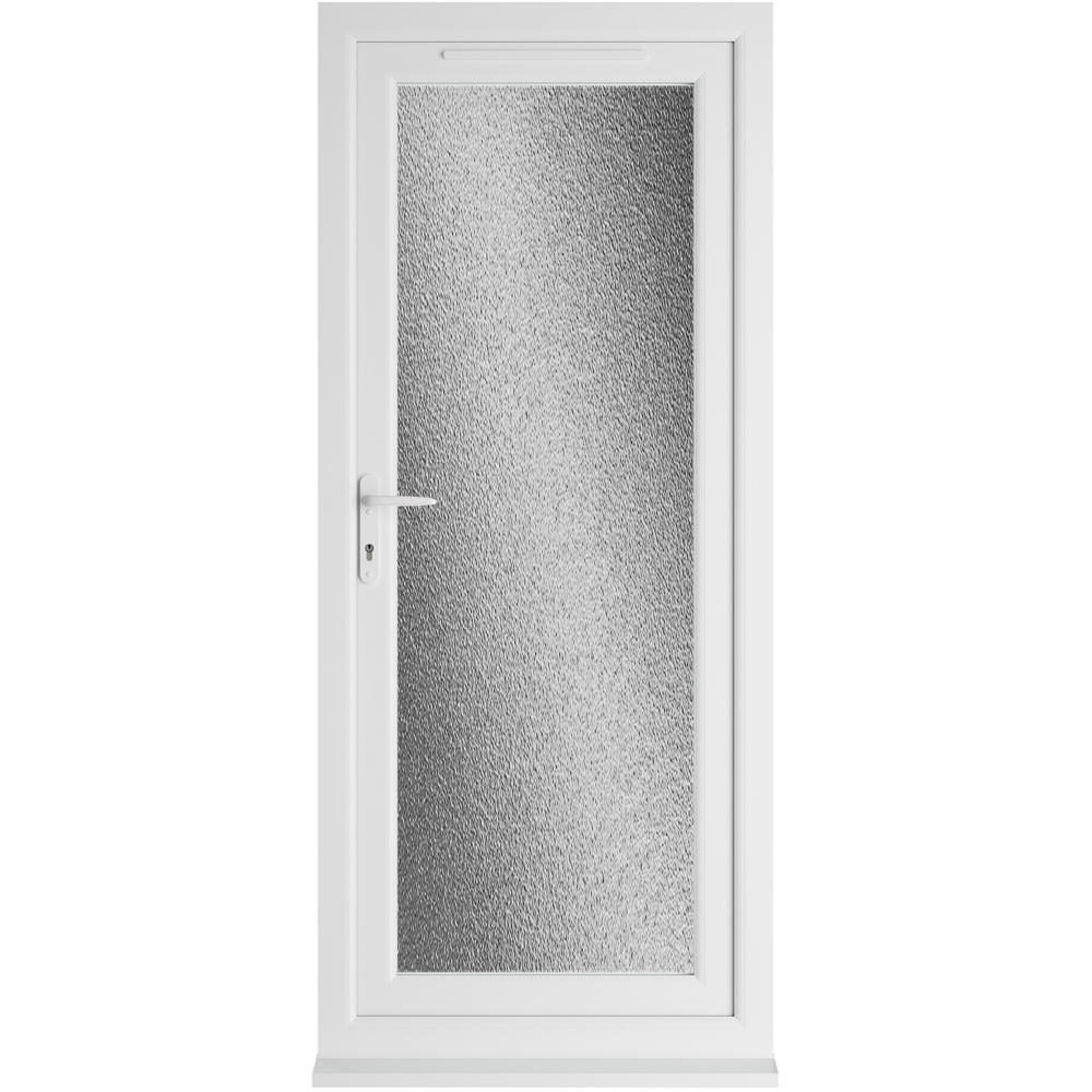 Crystal uPVC Triple Glazed Door Full Glass Right hand White Obscure Glass 890x2090mm Image 1