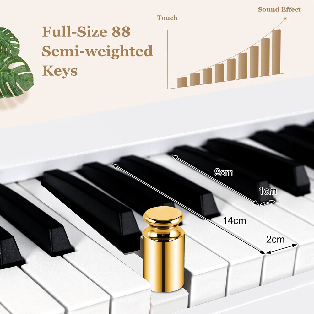 Costway MU10079GB White 88 Key Foldable Digital Keyboard Piano with MIDI Image 8
