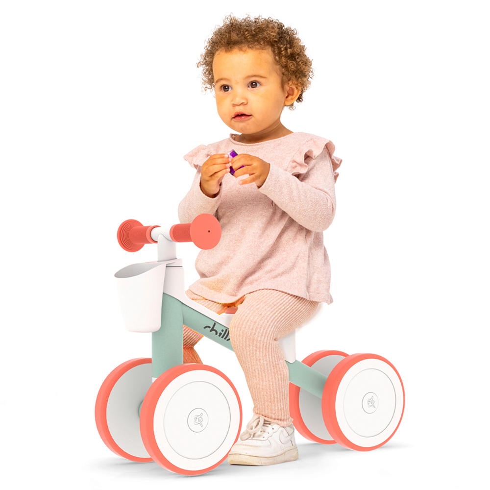 Chillafish Quadie Racer Toddlers Pink Grow with Me Grey and Orange 4 Wheel Ride On with Basket Image 3