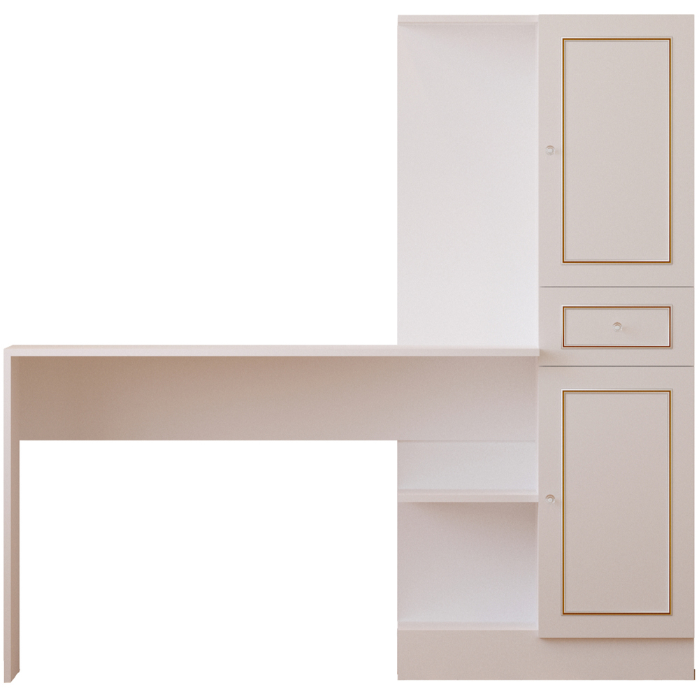 MARIE Gold White Home Office Desk with Bookcase Image 2