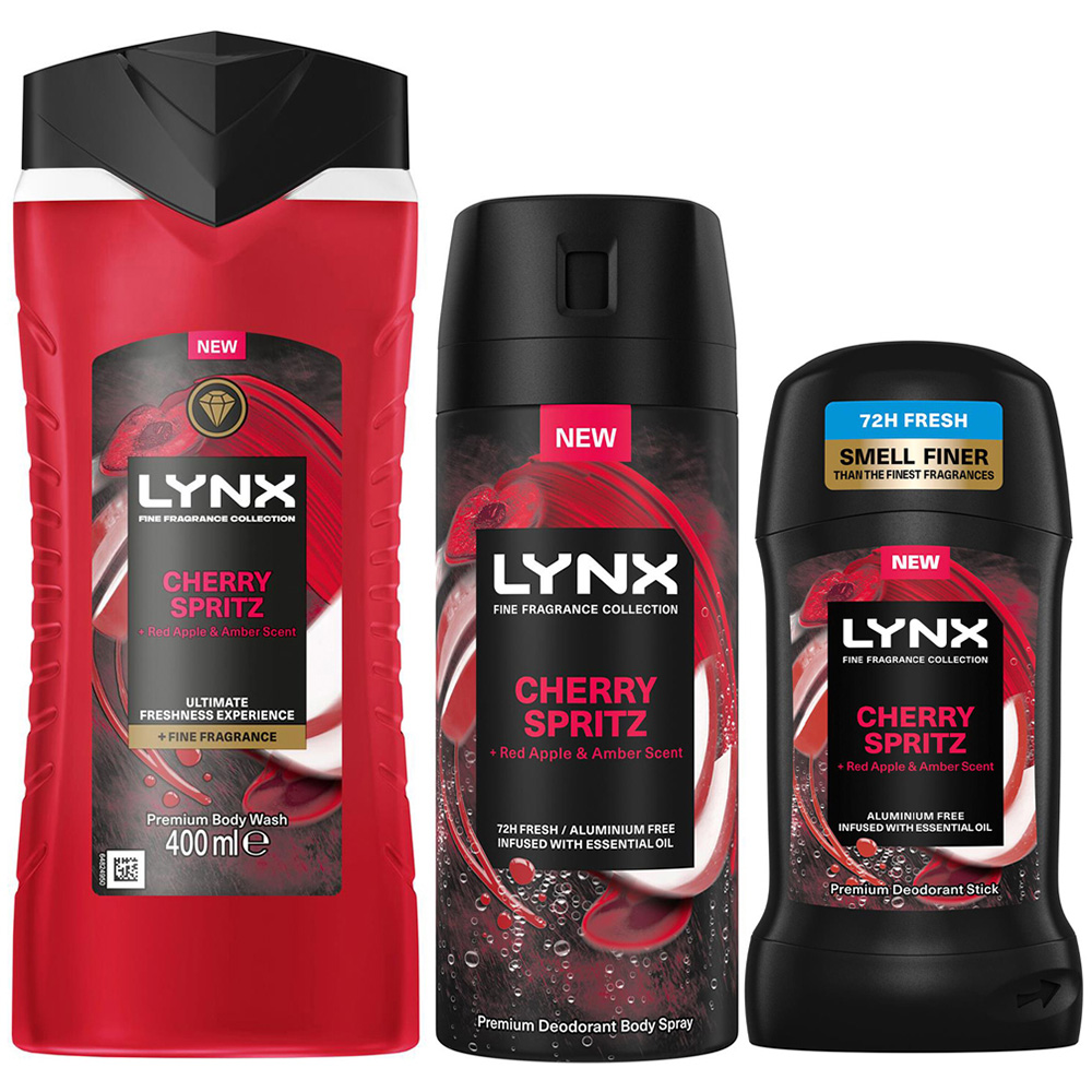 Lynx Fine Fragrance Cherry Spritz Men's Body Wash Spray and Stick Bundle Image 1