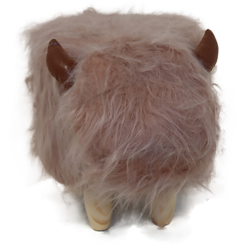 Gardeco Rosie The Highland Cow Light Pink Synthetic Fur Footstool Image 6