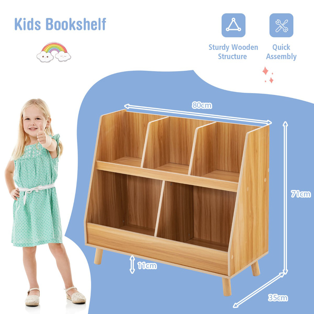 Costway 5 Cube Natural Kids Toy Organiser Image 9