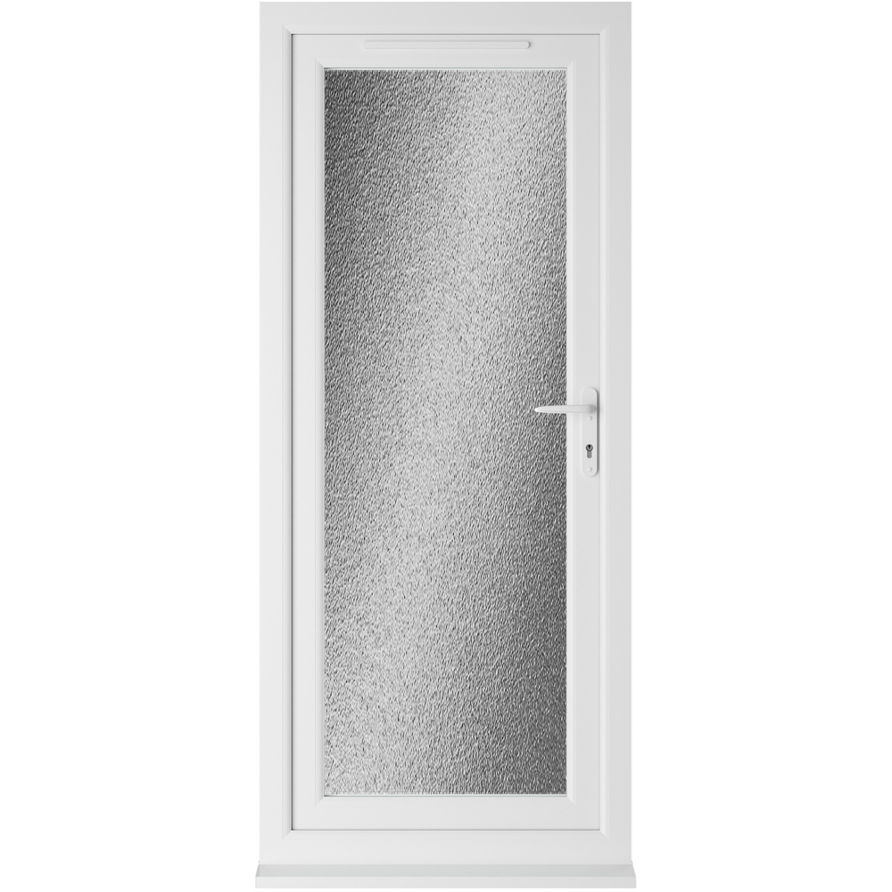 Crystal uPVC Triple Glazed Door Full Glass Left hand White Obscure Glass 920x2090mm Image 1