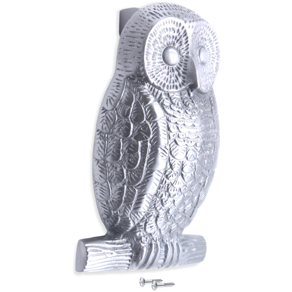 Spira Brass Satin Chrome Owl Door Knocker Image 4