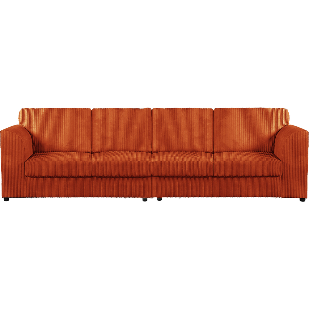 Luxor 4 Seater Orange Jumbo Cord Full Back Sofa Image 2