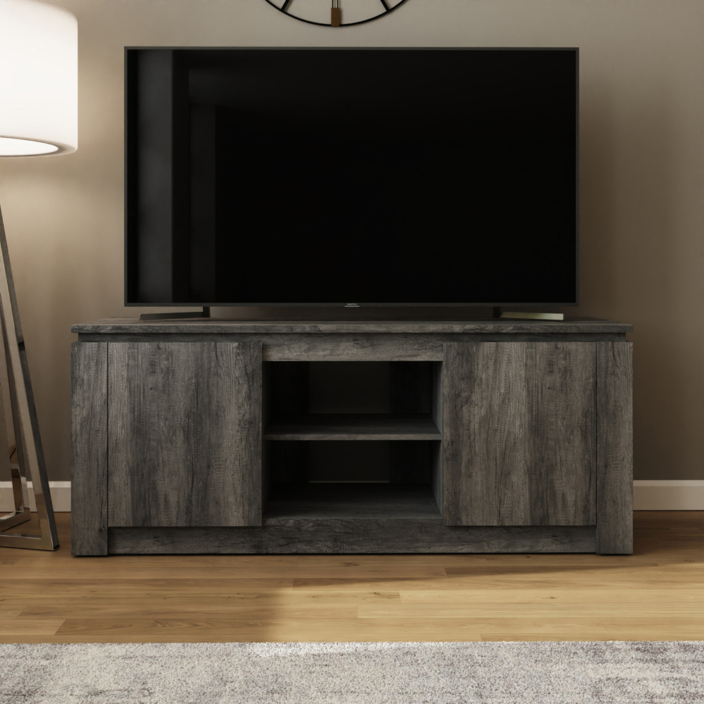 GFW Canyon 2 Door 2 Open Shelf Charcoal Grey Wide TV Unit Image 7