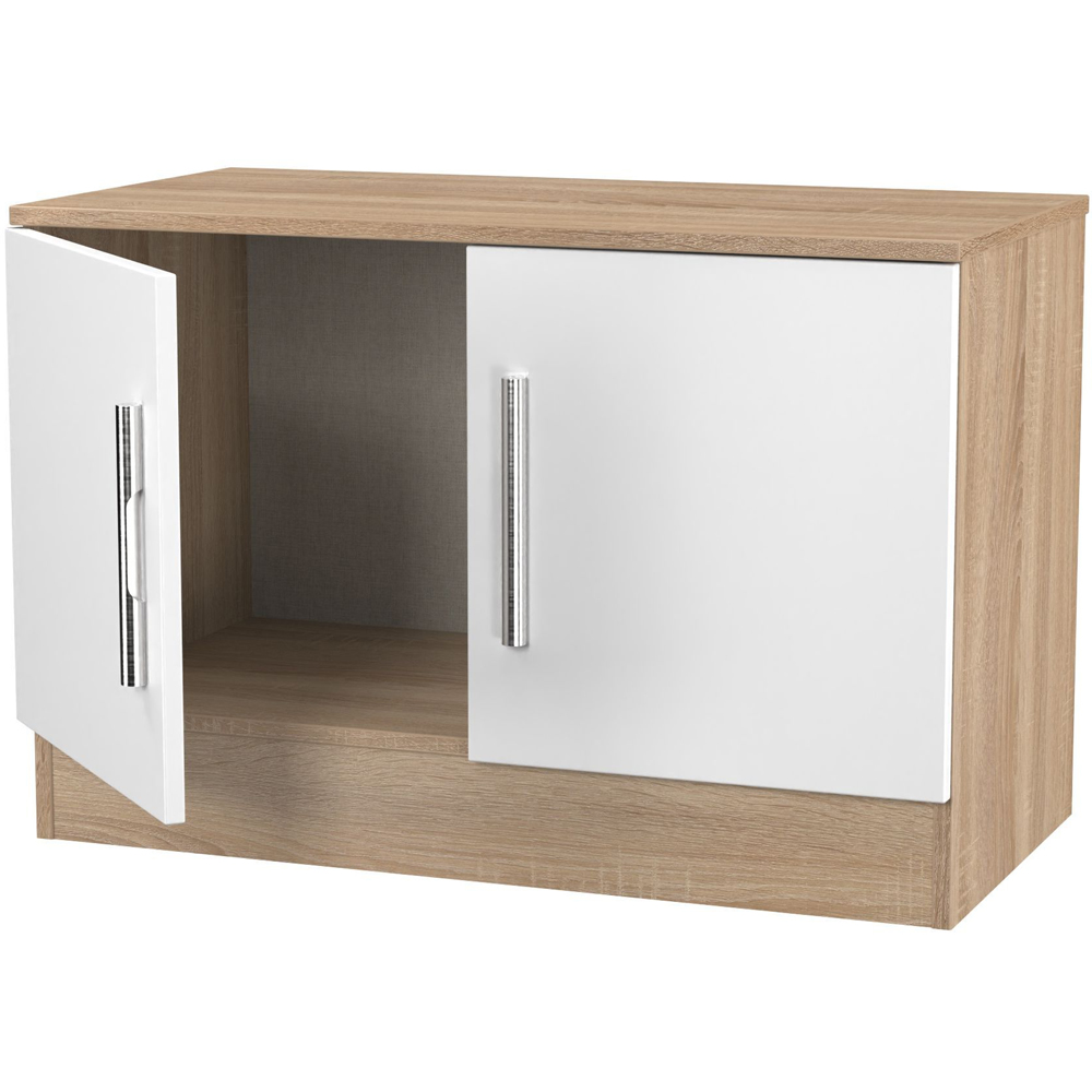 Crowndale Contrast 2 Door White Matt and Bardolino Oak Compact Storage Unit Ready Assembled Image 6