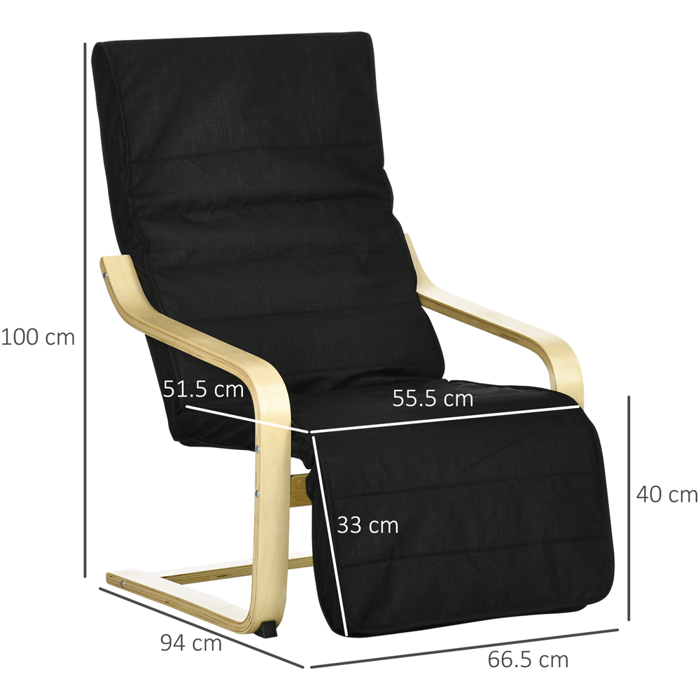 Portland Black Wooden Lounging Chair Image 8