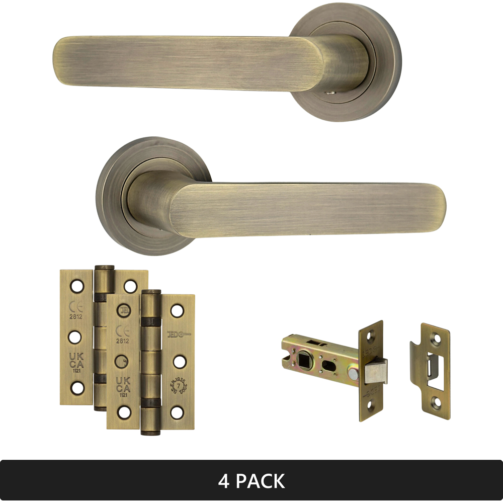 AXS Hardware Harlem Antique Brass Latch Door Handles on Rose 4 Pack Image 7