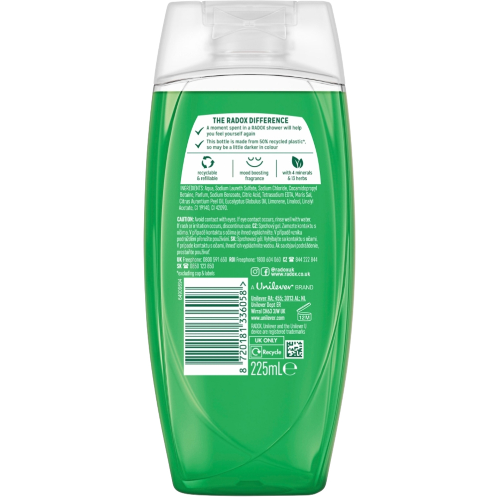 Radox Feel Refreshed Eucalyptus and Citrus Scent Shower Gel 225ml 6 Pack Image 3