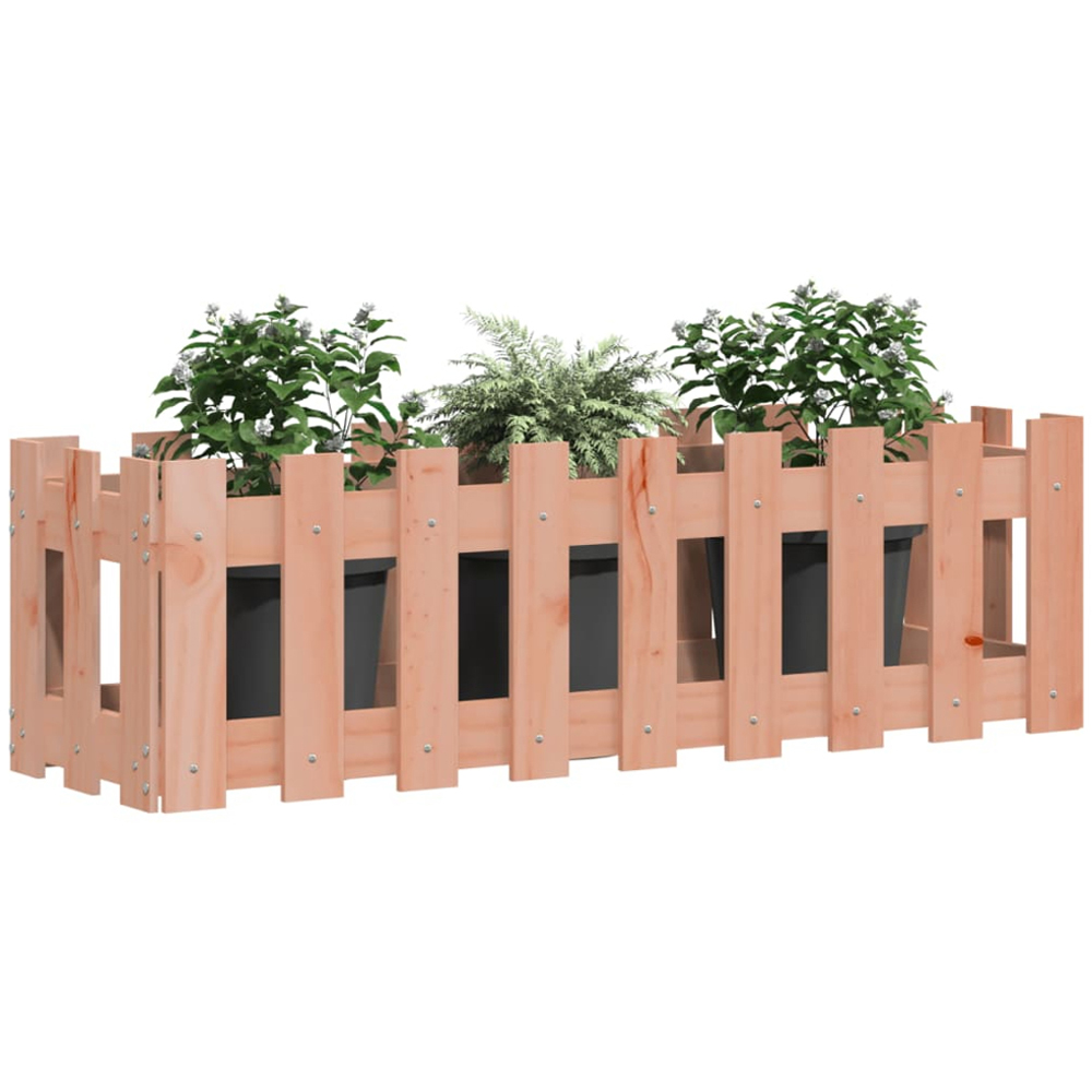 vidaXL Brown Solid Douglas Wood Fence Design Raised Garden Bed 30 x 100 x 30cm Image 2