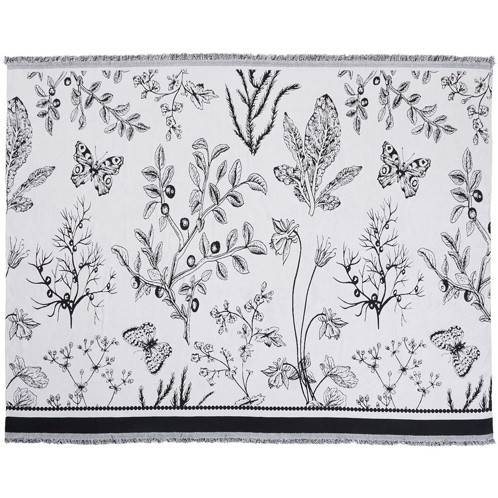 Living and Home 2 Seater White and Black Butterfly Chenille Sofa Cover Image 1