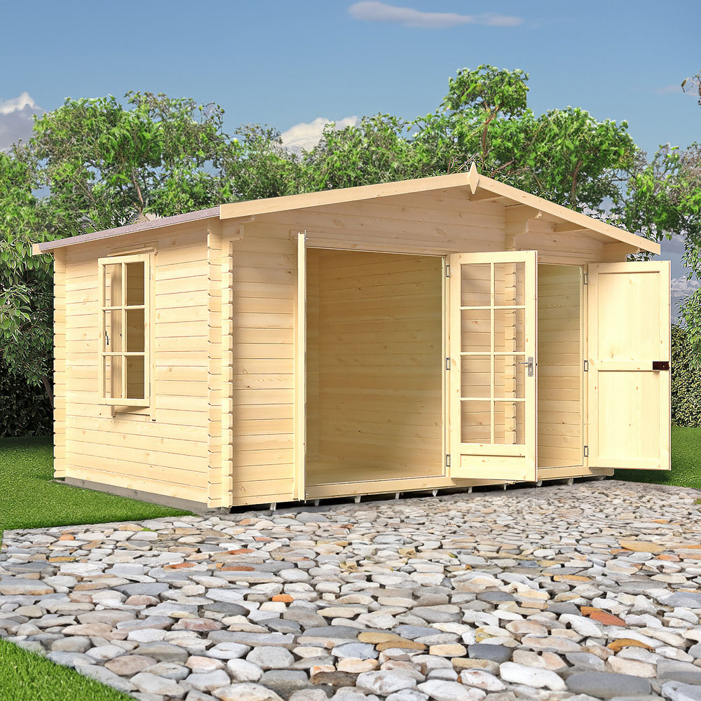 Shire Bourne 14 x 10ft Dual-Purpose Apex Garden Log Cabin with Integral Storage Image 4