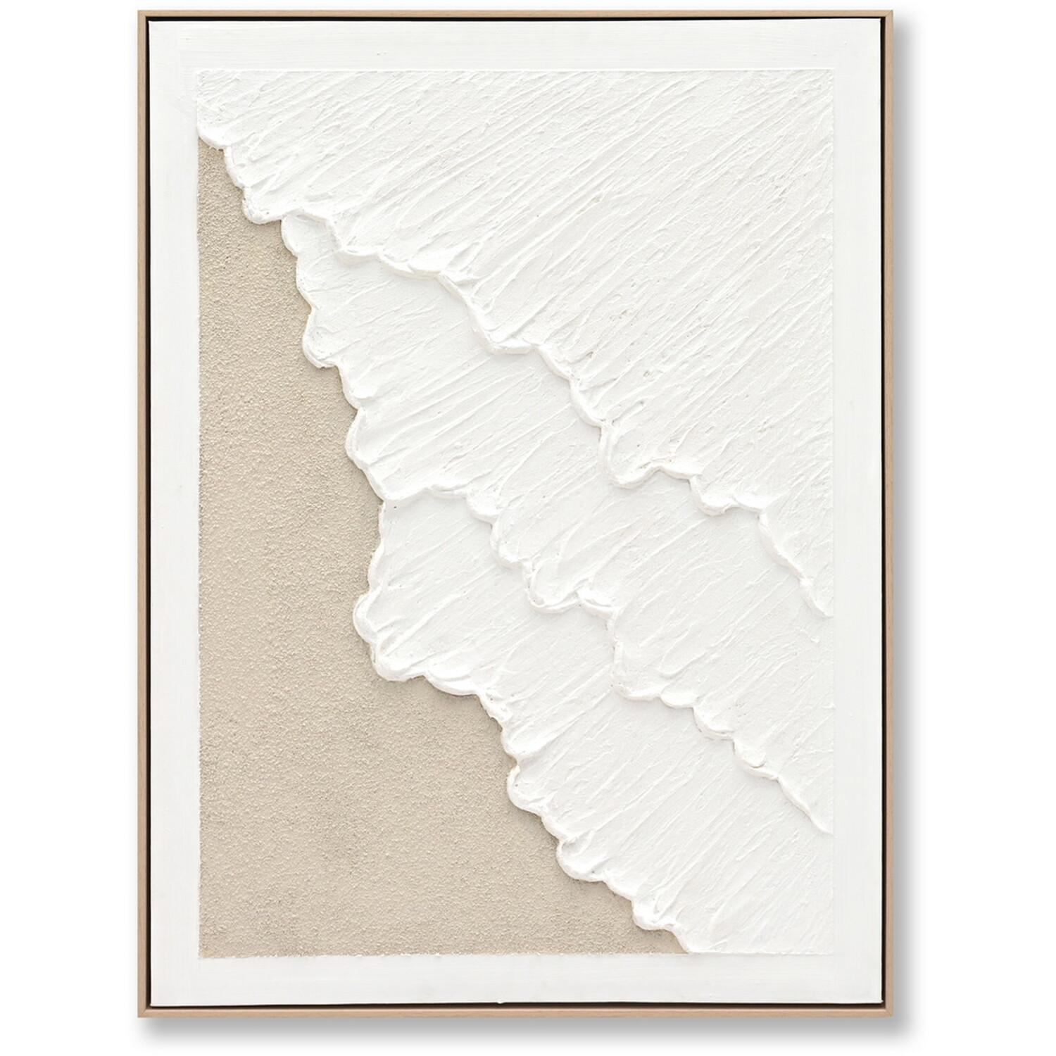 Calming Textured Hand Painted Wave Wall Art White Image 11