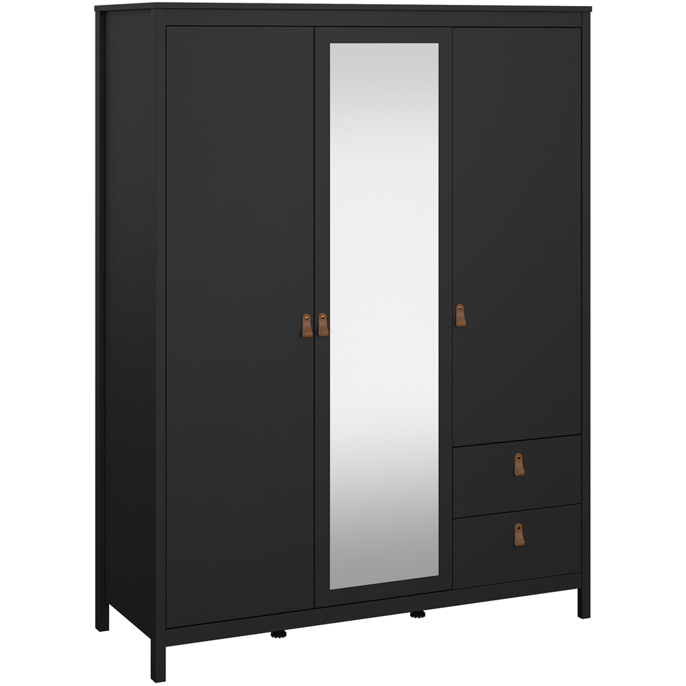 Florence Barcelona 3 Door 2 Drawer Matt Black Mirrored Wardrobe Image 2