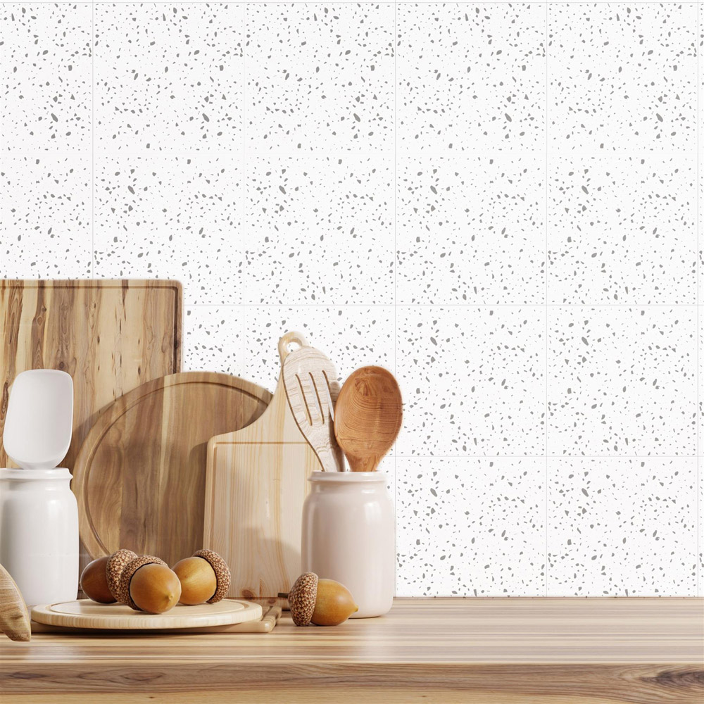 Walplus Terrazzo Holographic Glitter White Wall Tile Sticker 15 x 15cm 48 Pack Image 2