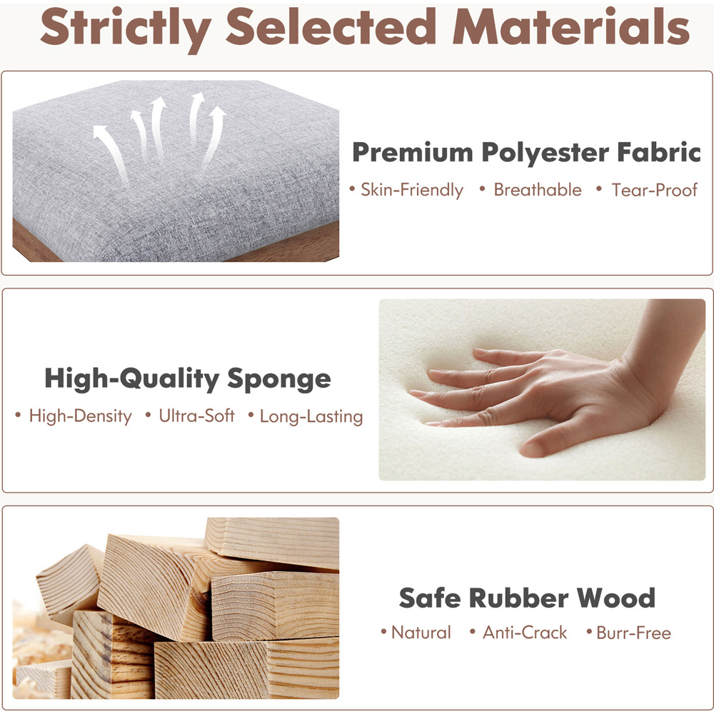 Costway Set of 2 Brown Fabric Dining Chairs Image 8