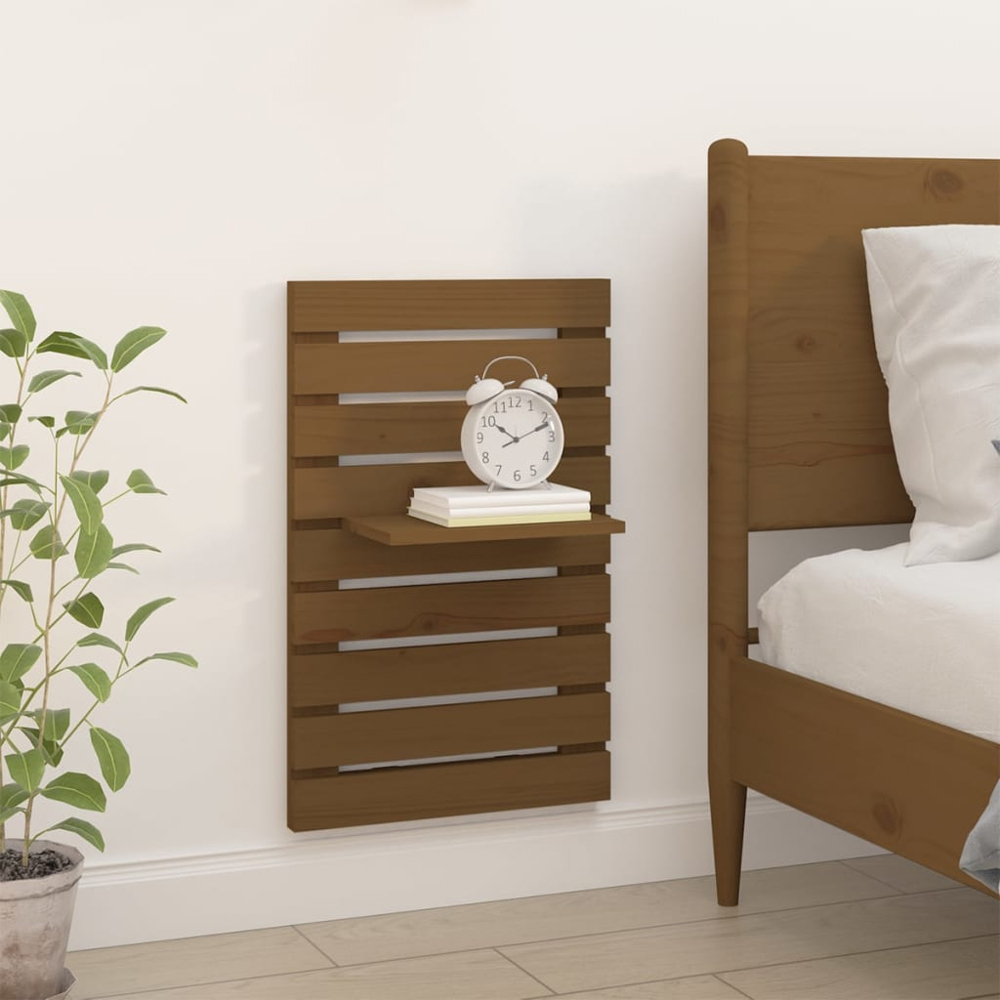 vidaXL Honey Brown Adjustable Wall Mounted Bedside Shelf Set of 2 Image 6