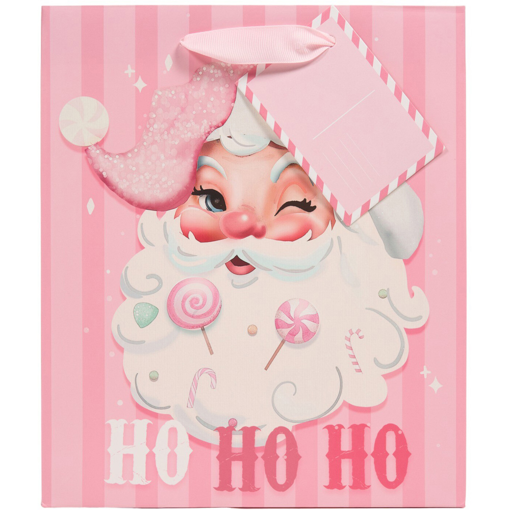 Ho Ho Ho Santa Gift Bag Pink Image 4