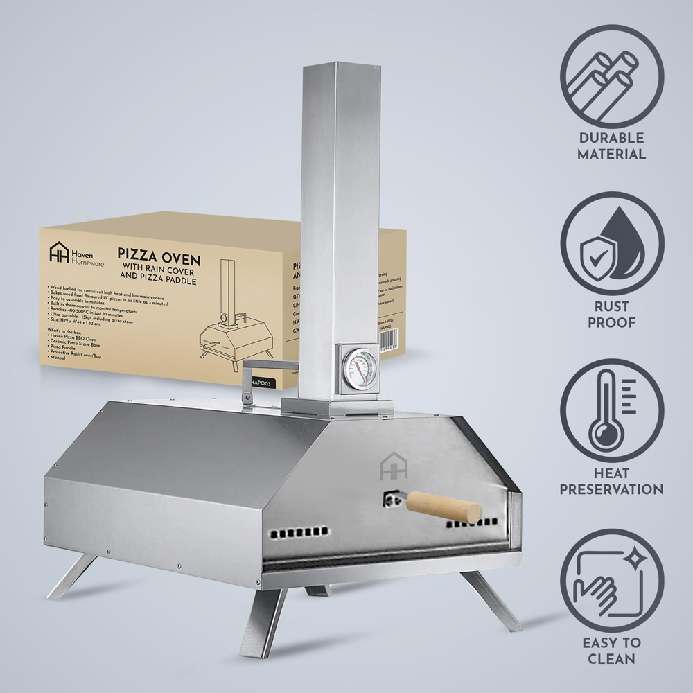 Haven Silver Pizza Oven with Rain Cover Image 9