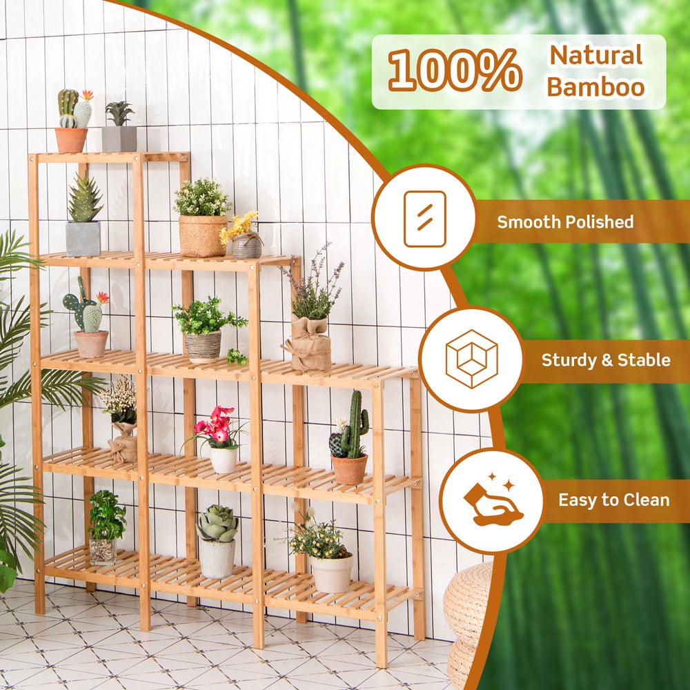 Costway 5 Tier Natural Bamboo Plant Stand Image 6
