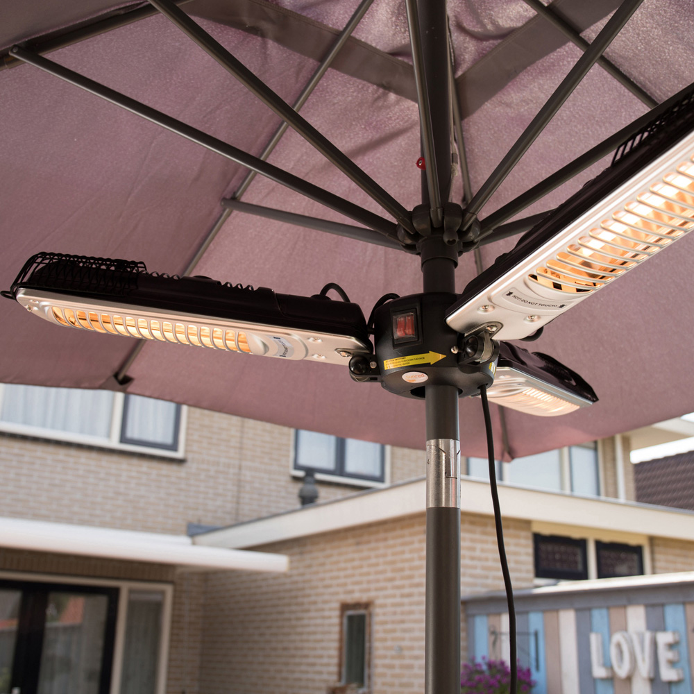 Sunred Bright Black and Silver Parasol Heater 2000W Image 7