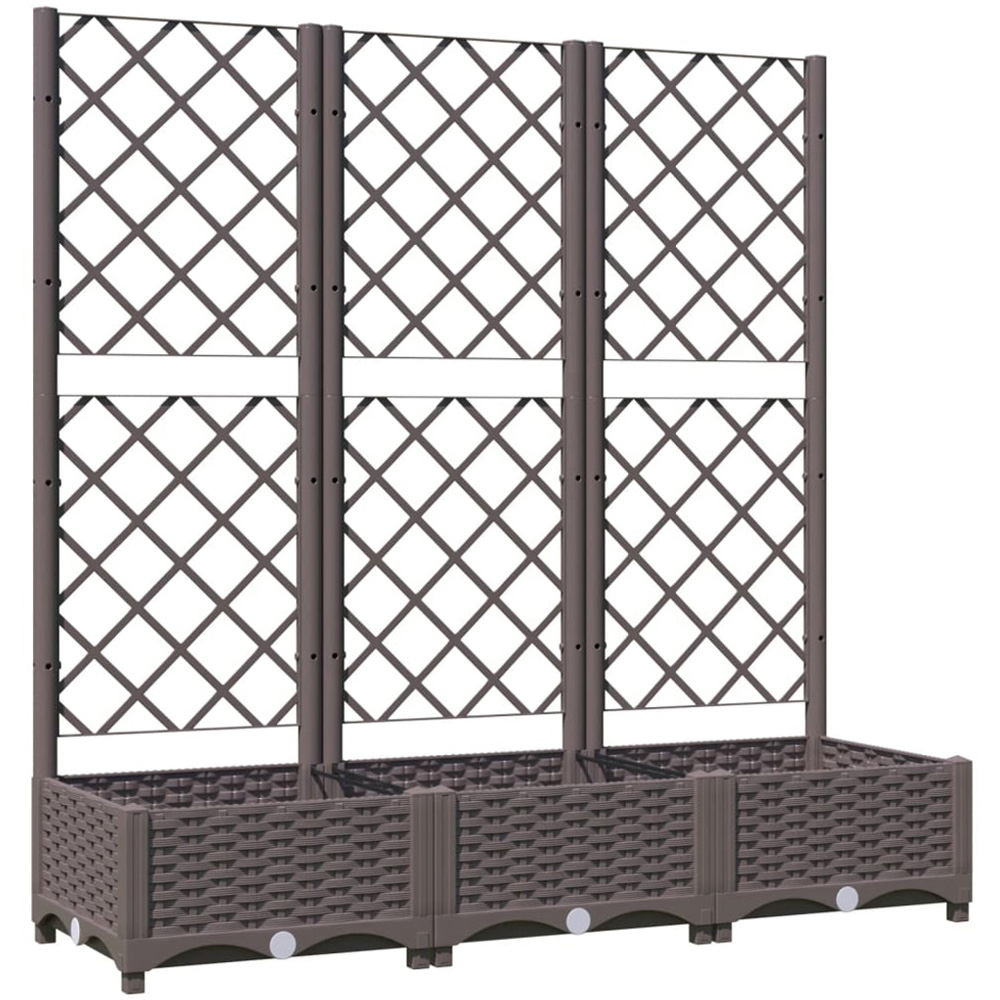 vidaXL Brown Polypropylene Raised Garden Bed with Trellis 121.5 x 120 x 40cm Image 1