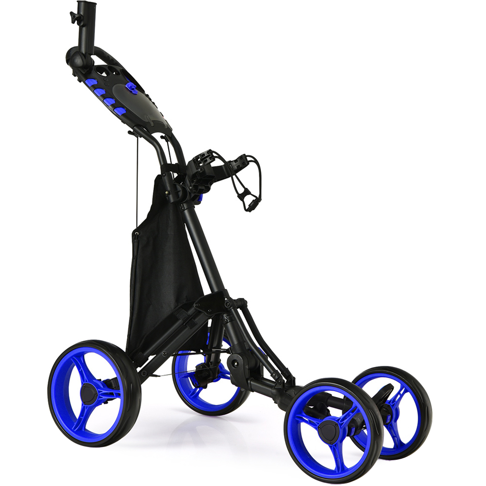 Costway Blue Golf Push Pull Cart with Waterproof Bag and Foot Brake Image 1