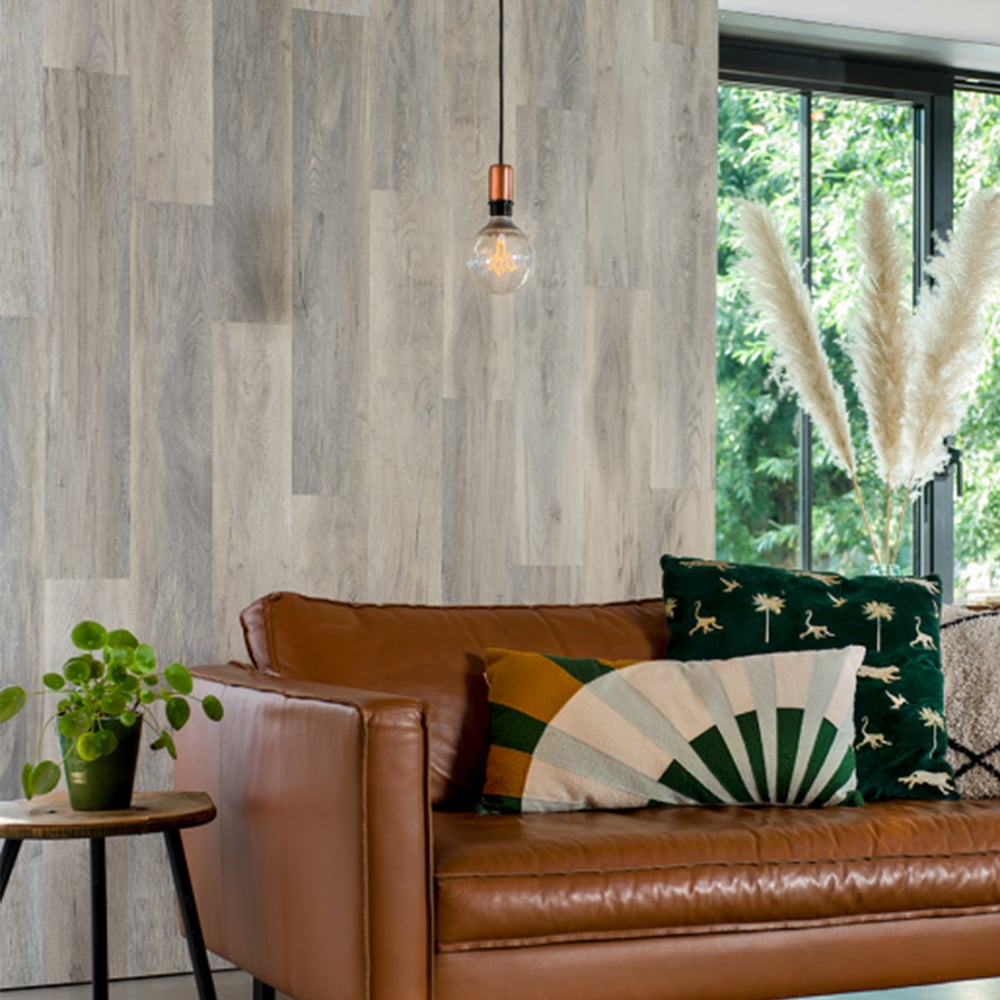 Walplus White Wash Wood Look Plank 3D Wall Panel 15 Pack Image 1