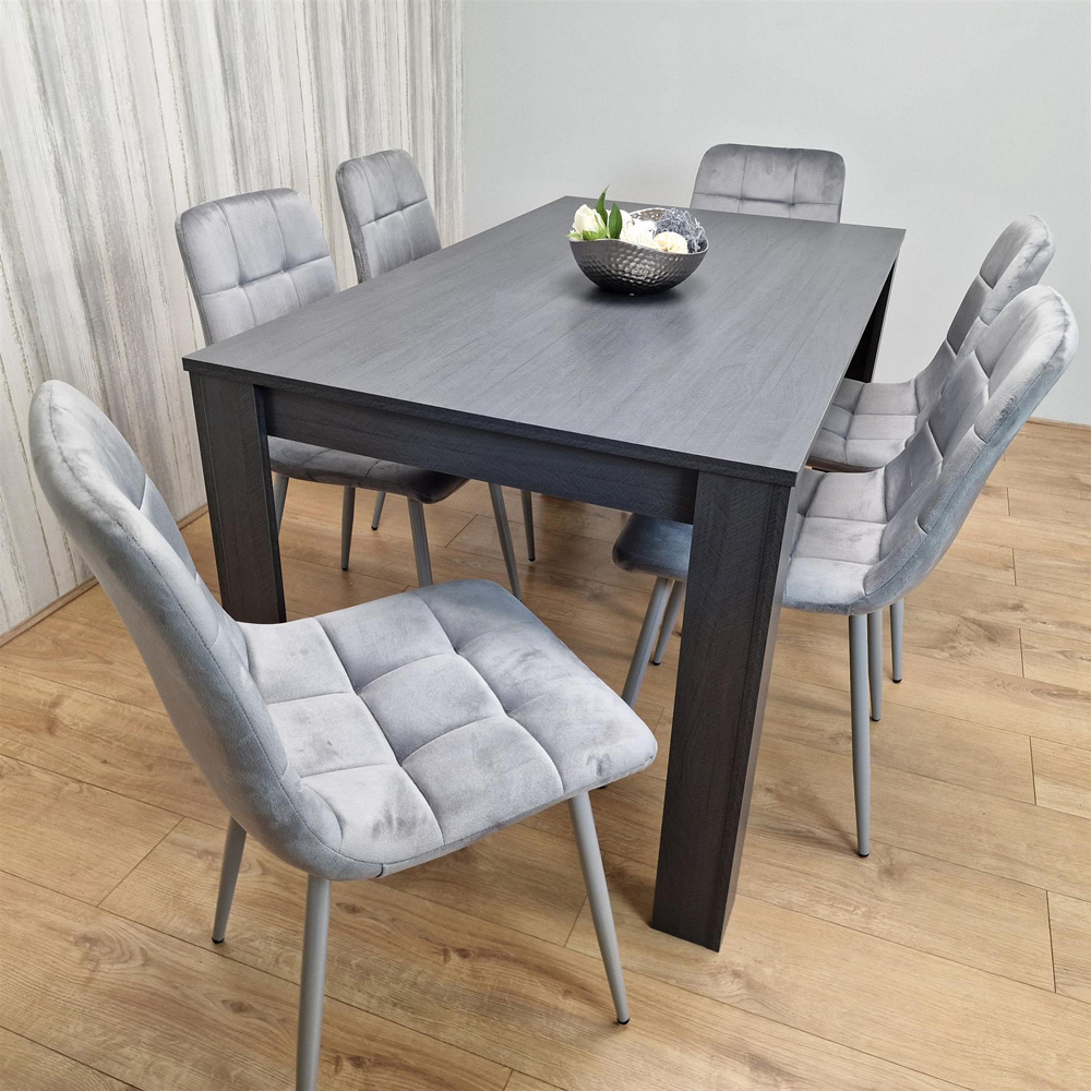 Kosy Koala 6 Seater Velvet Arrow Design Dining Set Grey Image 5
