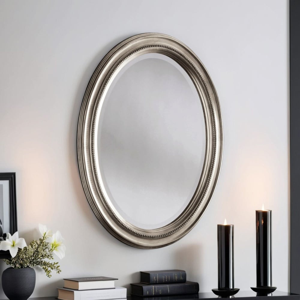 Yearn Silver Traditional Gilt Oval Wall Mirror 86 x 66cm Image 2
